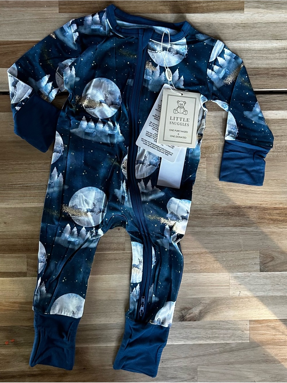 Little Snuggles Navy Moon & Forest Footed One-Piece